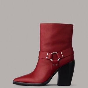 Rag & Bone Rio Western Leather Heeled Boot, Red. New and Trendy for Fall 2023!